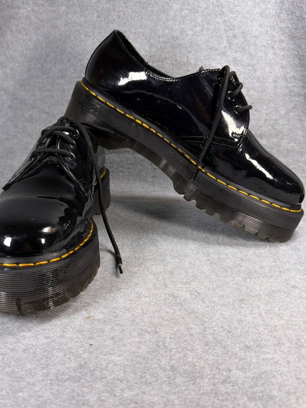 Dr. Martens 1461 Quad Patent Leather Platform Shoes Black Size US M11 / W12